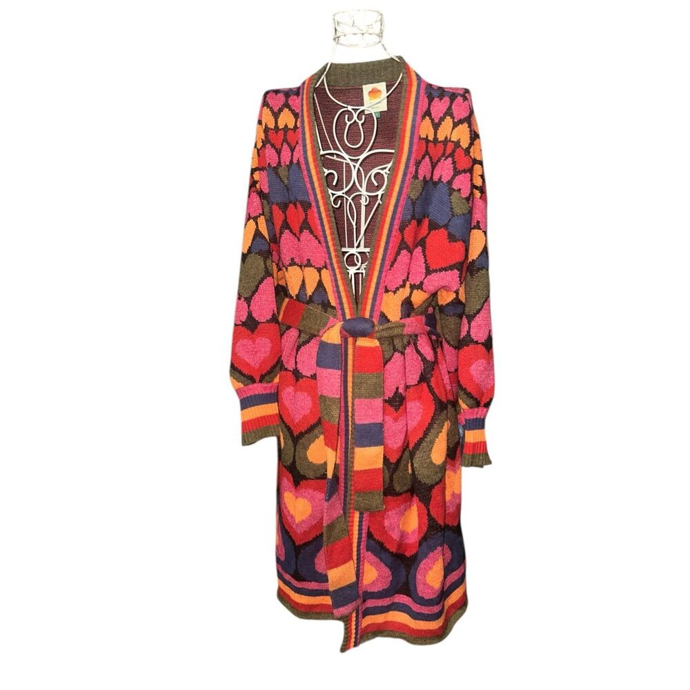 Beautiful  Farm Rio Full of Hearts Midi Cardigan Good condition - Picture 6 of 16